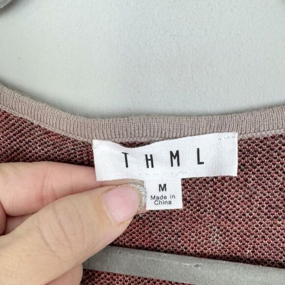 THML | Animal Print Thick Knit Open Front Cardigan Orange Gray Women’s Size M - Picture 6 of 9